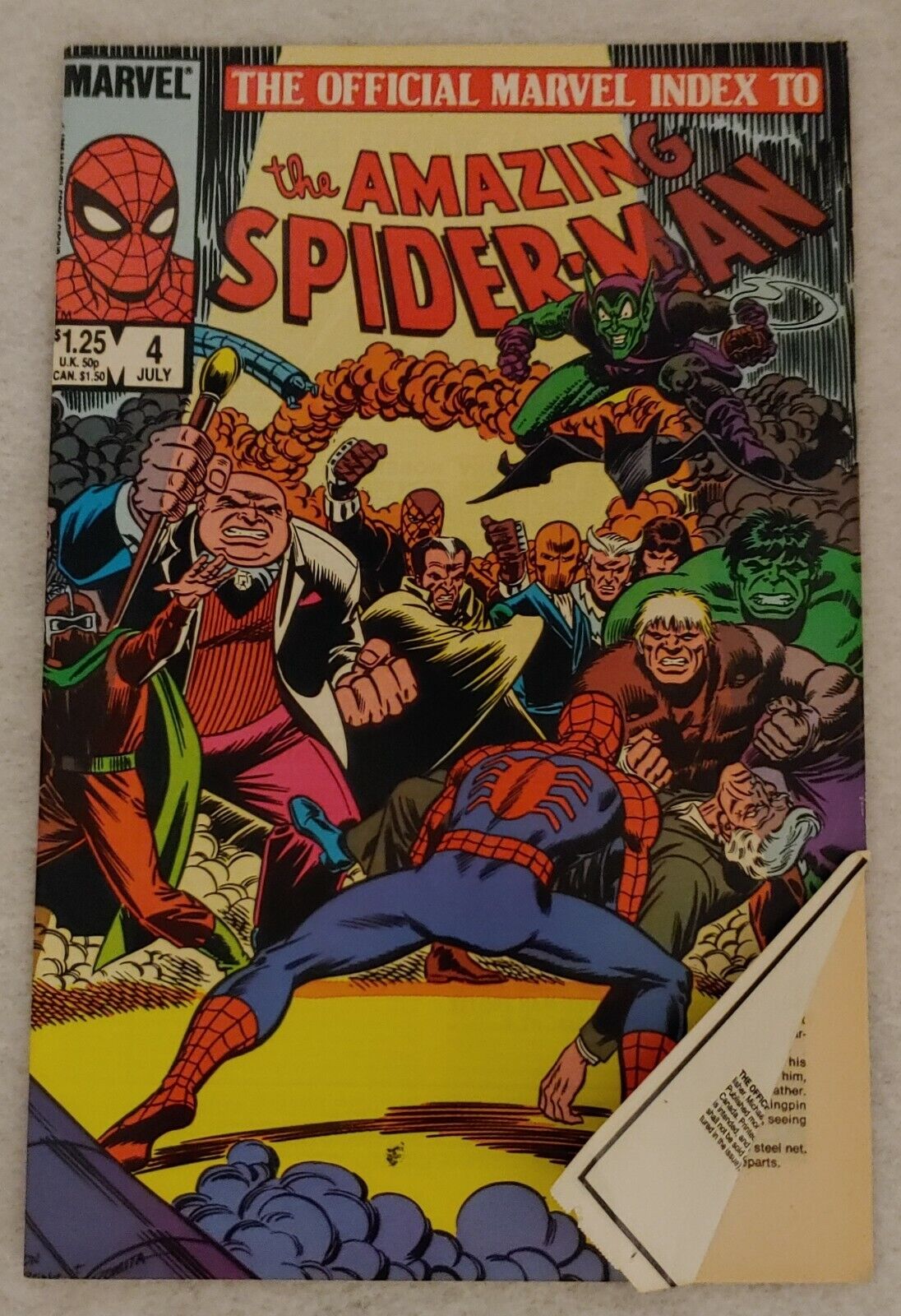VERY RARE FRONT PAGE MISCUT Marvel Comic The Amazing Spider-Man, July 1985, No.4