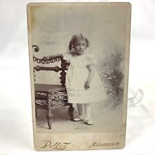 Antique Cabinet Card Photo Adorable Blond Toddler Pigtails White Dress Maryjanes picture