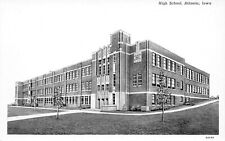 Atlantic Iowa~New Art Deco High School~B&W~Young Trees~1938 Postcard picture