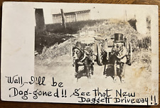 RPPC 1900's Dogs Smoking Pipes w/Hats & Sunglasses Pulling Carts, OOAK,  As Is picture