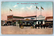Tijuana BC Mexico Postcard Excursionists Trolley Horse Car 1912 Posted Antique picture