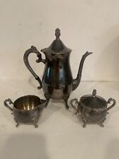 Vintage Silver Plated Victorian Tea Set 3 Piece Marked Leonard RARE See Photos picture