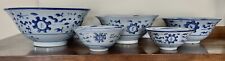 Vintage 20th C. Chinese Set of (5) Porcelain Blue White Nesting Bowls picture