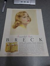 1952 Breck Shampoo Print Ad ~ Curly Blond Girl with Blue Eyes Artwork picture