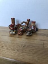 Minature pots from Peru Hand painted, intricate patterns 6 piece from 3/4 - 2in picture