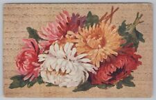 Greetings~Red Orange & White Hydrangeas~Vintage Postcard picture