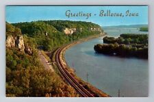 Bellevue IA-Iowa, Scenic Greetings, Mississippi Palisades, Vintage Postcard picture