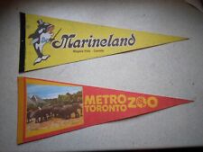 2 Vintage Marineland Niagara Falls & Metro Toronto Zoo Felt Pennants Canada 1980 picture