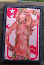 Soldier Girl Pinup Morale Patch Hook and Loop Army Sexy Custom Tactical 2A picture