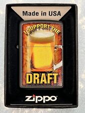 Vintage 2012 I Support The Draft Black Matte Zippo Lighter NEW Beer Mug picture