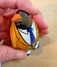 Limoges Peint Main Trinket Box Penguin Bird Gentleman In Suit BIN picture