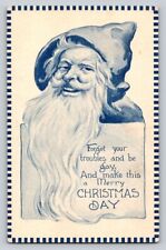 c1910 Monochrome Blue Santa Claus Smiling  Christmas P270 picture