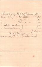 c1896 Handwritten Bill Receipt Lawson Brigham To A.S. Woodward Ephemera Paper picture
