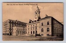 Portland ME-Maine, New City Hall, Masonic Building, Vintage c1912 Postcard picture