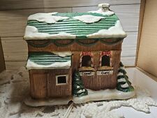 Rare 1992 Noma Kringle Town Reindeer Barn Lighted Porcelain Christmas Village picture