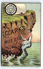 c1880 CLARK'S MILE-END SPOOL COTTON CLIFFSIDE PAINTER WAVES TRADE CARD P1982 picture