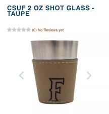 CSUF 2 oz Shot Glass Leather Wrap & Logo Taupe - Cal State University Fullerton picture