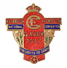 Vintage Old Christian Endeavour CE Glasgow 1947 49th British Convention Badge picture