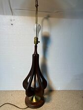 Vintage Large Wood  Mid Century Danish Modern  Table  lamps picture