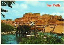 Taos Pueblo New Mexico, Wagon Horse Water, Apartment House, Vintage Postcard picture