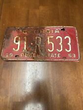 Vintage 1963 Georgia License Plate 91 R 533 Needs Restored picture