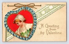 Postcard Valentine's Day Little Girl Bonnet 1910s Posted Divided Back picture