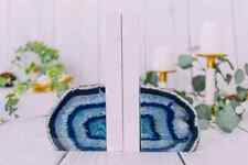 3 to 6 lb Agate Book Ends, Blue Agate Bookend Pair - Geode Bookend - Home Decor picture