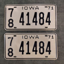Antique 1971 Iowa License Plate Matched PAIR YOM Plates County 78 # 41484 Dodge picture