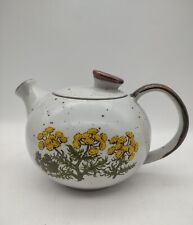 VTG  70s Otagiri Teapot Speckle Glaze Yellow Wild Flowers Herbs Tea Pot picture