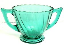 Vintage Jeanette Teal Ultramarine Swirl Handled Sugar Bowl  picture