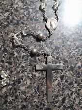 Vintage Sterling Silver Jesus & Blessed Virgin Mary Rosary  picture