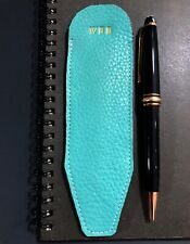 Made In USA Tiffany Blue Leather Pen Sleeve Personalize Initials For Mont Blanc picture