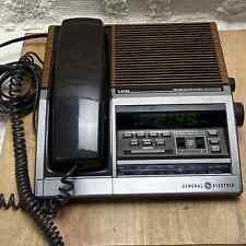 Vintage GE FM/AM Two Alarm Clock Radio Telephone Wood Grain 7-4722 Tested Works picture