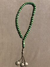 Syrian Islamic Prayer Beads 33 Tasbih Green with Metal Tassels picture