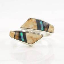 Vintage Native American Ring Multi Gem Inlay Sterling Silver Size 8 picture