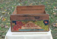 Vintage Wood Fruit Crate Box Grape Di Giorgio Earl Oh Yes Patent 1915 California picture