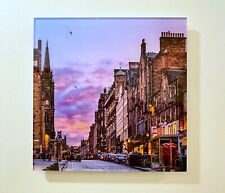 Edinburgh, Scotland, Sunset, 12x12,  Original Acrylic photograph picture