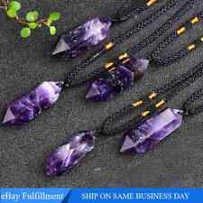 Natural Dream Amethyst Quartz Crystal Point Wand Pendant Healing Gemstone Charms picture