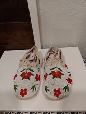 White leather Plains Indian moccasins picture