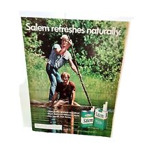1974 Salem Cigarettes Refreshes Naturally Men On Log Raft Vintage Print Ad 70s picture