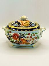 VTG Gaudy Welsh Imari Lidded & Footed Tureen W/Rust, Blue, and Guilt~Excellent picture