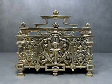 Antique Victorian Brass Letter Holder Rack Ornate England Circa 1900 picture