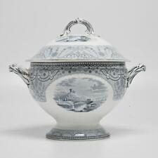 Copeland Spode Blue Transferware Tureen Possibly Richmond Views 19th C Antique picture