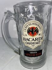 Bacardi Oakheart Smooth Spiced Rim Dimpled Glass Mug 6” Made USA W/Handle 12oz picture
