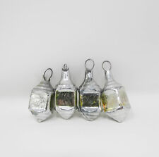 Lot of 4 Vintage Mini Mercury Glass Lantern Christmas Ornaments ~ 1-3/4