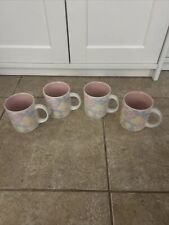 Vintage KIC Korea Coffee Tea Mug Colorful Spring Floral Cup Dusty Pink Inside picture