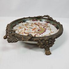 Antique Vintage Hua Rong Tang Zhi Accent Footed Trinket Soap Dish 5 Inch picture