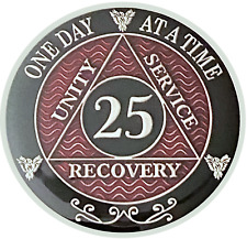 AA 25 Year Coin, Silver Color Plated Medallion, Alcoholics Anonymous Coin picture