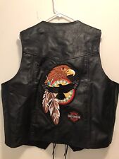 JR Genuine Leather Black  Size 50 Biker Vest With Patches  Professionally Sewn  picture