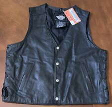 NWT Harley Davidson Men's Pathway Leather Vest Black Laced Sides Patch XL picture